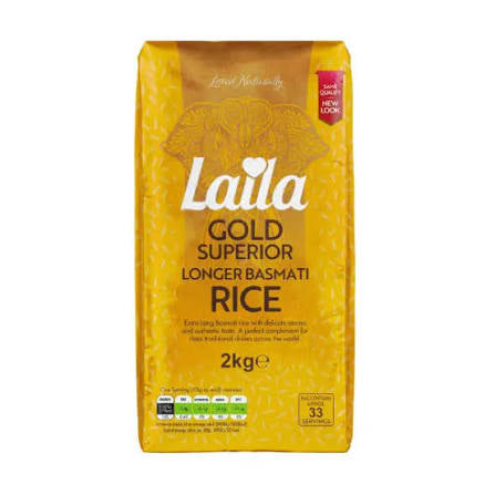 Laila Gold superior Longer Basmati Rice 2kg